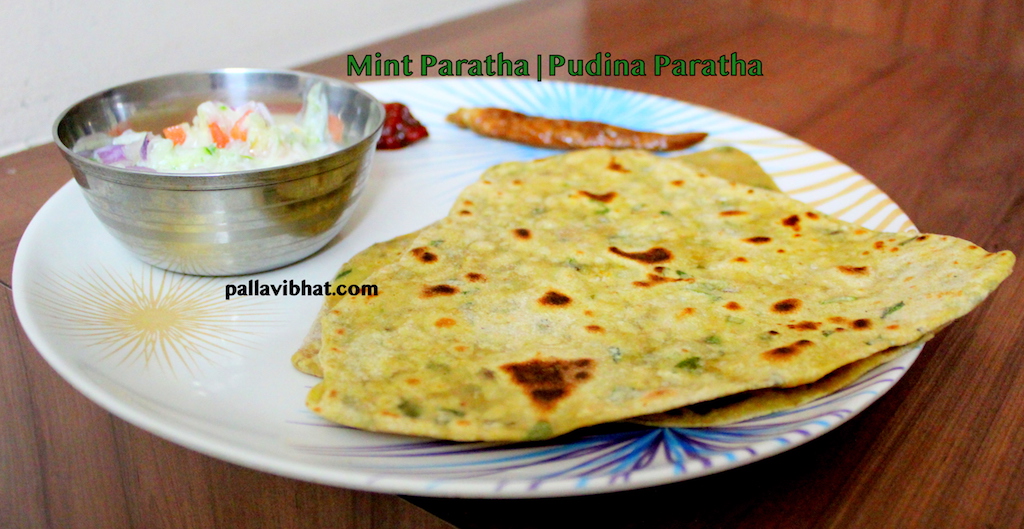 Pudina-paratha for serving