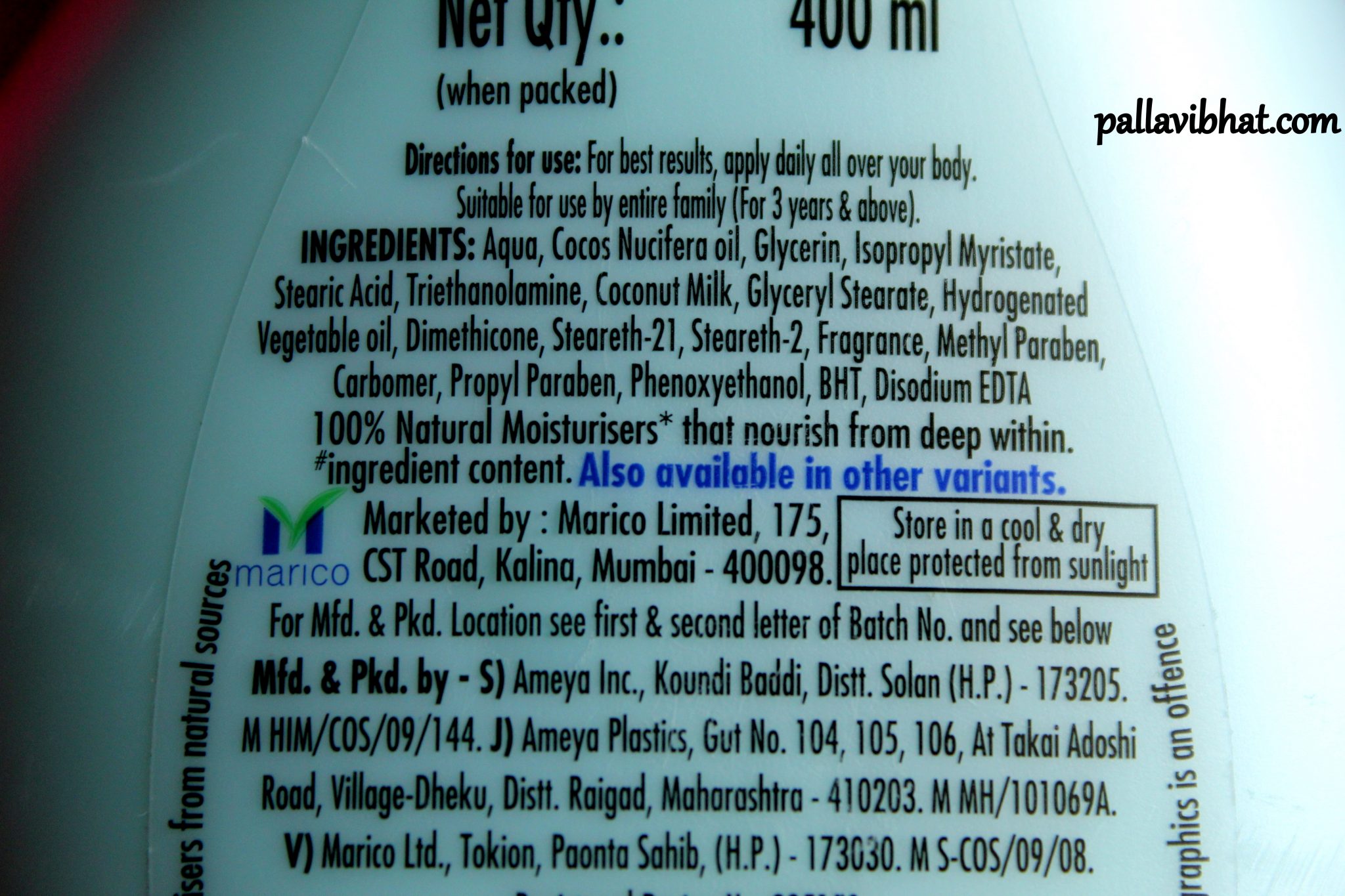 Parachute Advansed Body Lotion with Coconut milk Review Pallavi Bhat